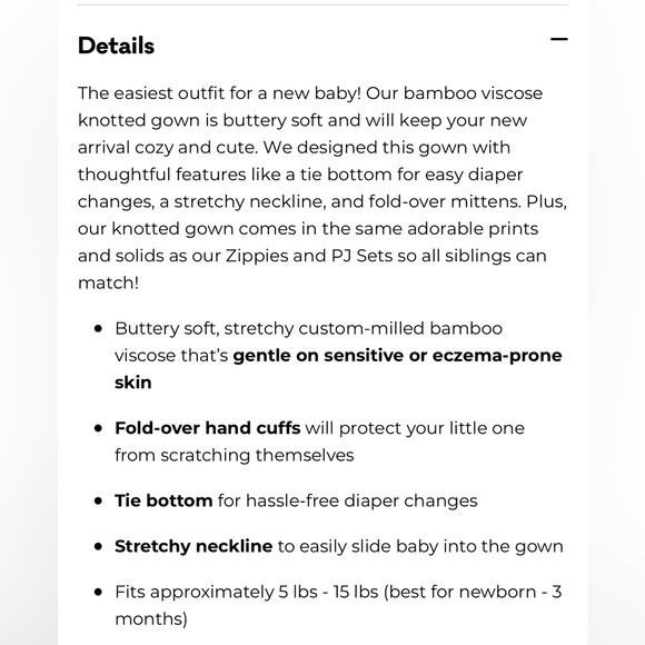 Little Sleepies Bella Blooms Viscose Infant Knotted Gown Newborn|3M - Picture 3 of 3